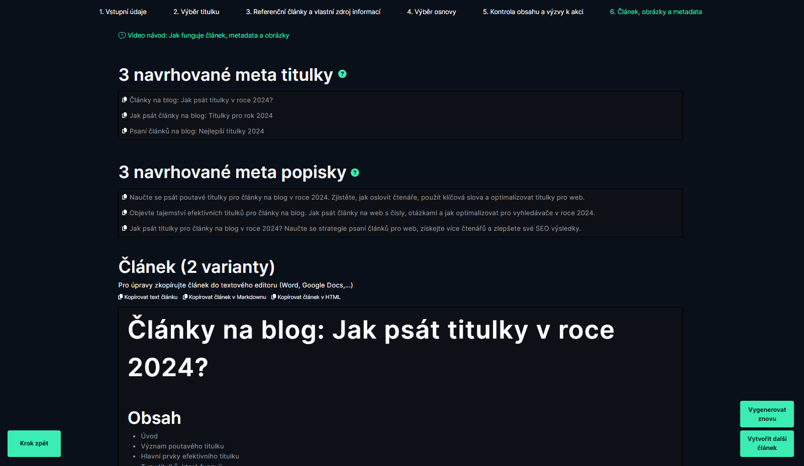 Screenshot článku vysvětlujícího význam Google Update E-E-A-T pro SEO, včetně navrhovaných meta titulků a popisků.